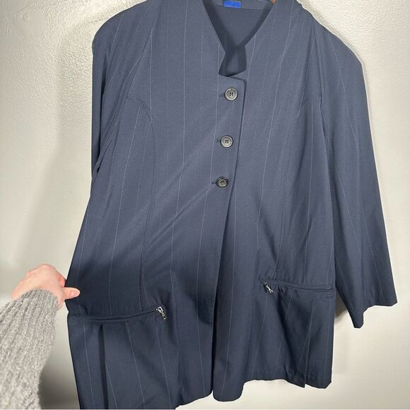 Marithe Francois Girbaud Vintage Women's Navy Suit Blazer European Size 42 - Picture 10 of 16